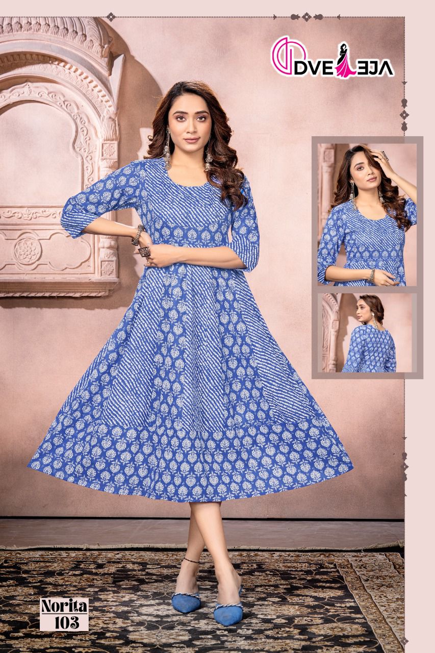 Dveeja Norita Vol 1 Fancy Wear Wholesale Cotton Anarkali Kurtis
